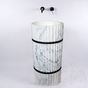 Waschbecken – TAO Arabescato Oro gerippter Marmor, 42 x 85 cm