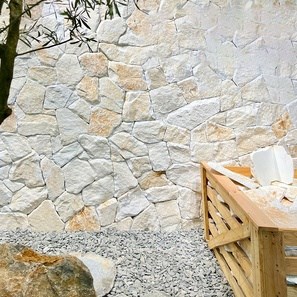 Felswand Vintage Thasos Poligonal-Marmor
