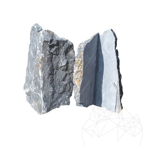 Felswand, schwarzer polygonaler Marmor (Eckstück)