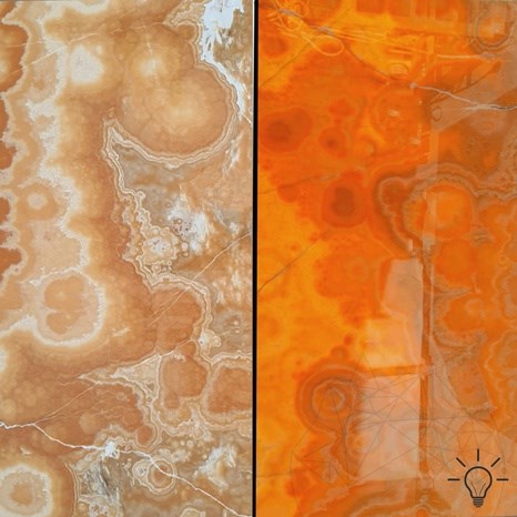 Orangefarbene polierte Onyx-Platte, 2 cm