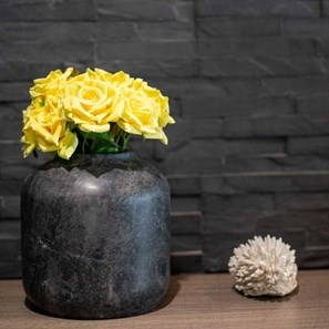Ceppo Grauer Marmor Dekorative Vase Autograph-Bari, 20 x 19 cm