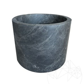Ceppo Abfalleimer aus grauem Marmor, 26.5 x 20 cm
