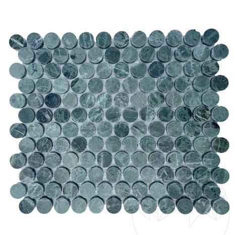 Mosaik Penny Teos Grüner Marmor, 30.5 x 28 cm