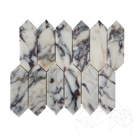 Arabescato Violetter Marmor Polierte Säule Mosaik 30.5 x 28 cm