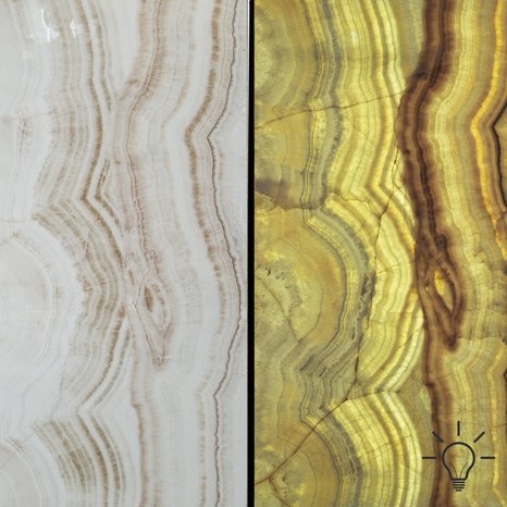 Platte Onyx Bianco, Ader-Schliff, poliert, 2 cm