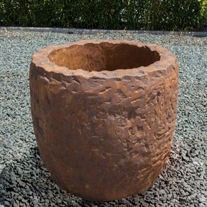 Kalkstein-Pflanzgefäß - Naturstein-Pflanzgefäß für Blumen und Zierbäume, Innen/Außen, 75 x 75 x 70 cm