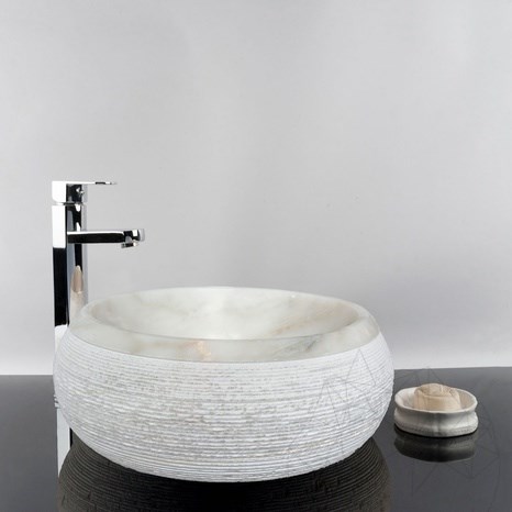 Waschbecken für Badezimmer - Arabescato Oro Marmor RS-24, 42 x 15 cm