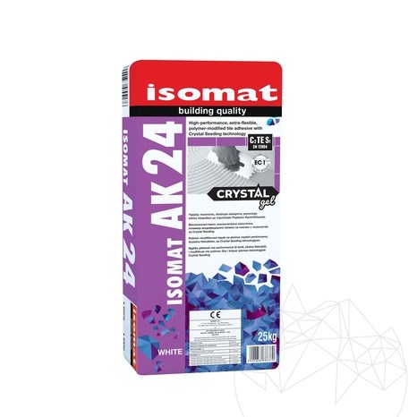 ISOMAT AK-24 Crystal Gel – Extra-flexibler Kleber für Marmor, Feinsteinzeug und Naturstein, transparent weiß, 25 kg