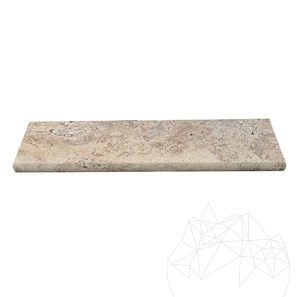 Latte Travertin Randstein, Antik Finish Cross Cut, 3 x 15 x 61 cm