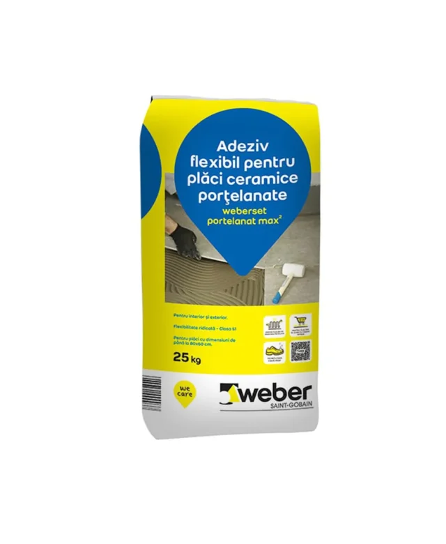 Weber Set Portelanat Max² 25 Kg - Boden- und Wandfugenmörtel aus grauem Naturstein für den professionellen Einsatz