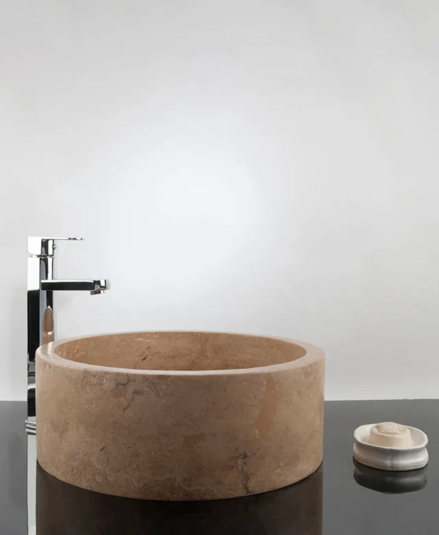 Waschbecken im Bad - Latte Travertin RS-22, 41,5 x 15 cm