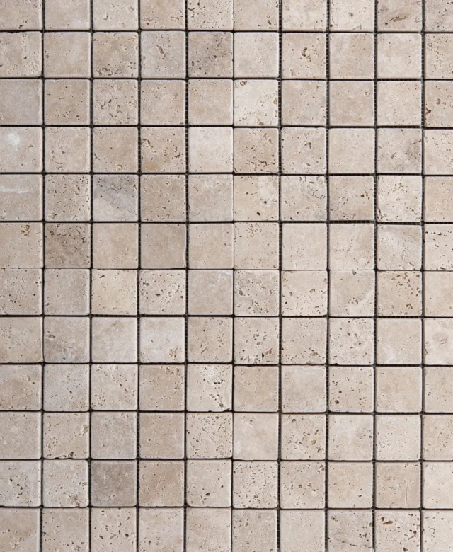 Klassisches Travertin-Mosaik 4,8 x 4,8 cm (getrommelt)