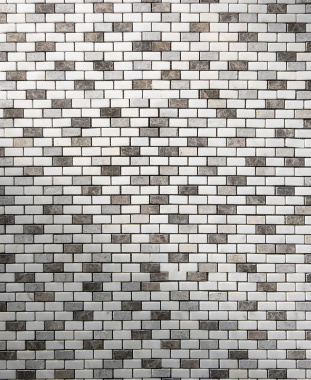 Emperador / Tundra / Mugla Mix Polierter Marmor Mosaik 3,2 x 1,5 cm