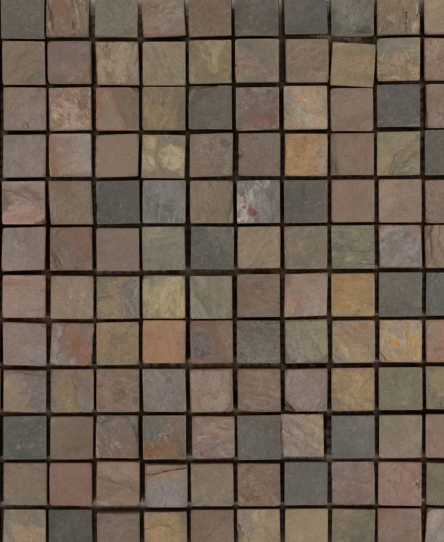 Mosaik Schiefer Natur Multicolor 2.3x2.3 cm - Innen und Außen | Ideal für Duschen, Bäder, Küchen, Kamine