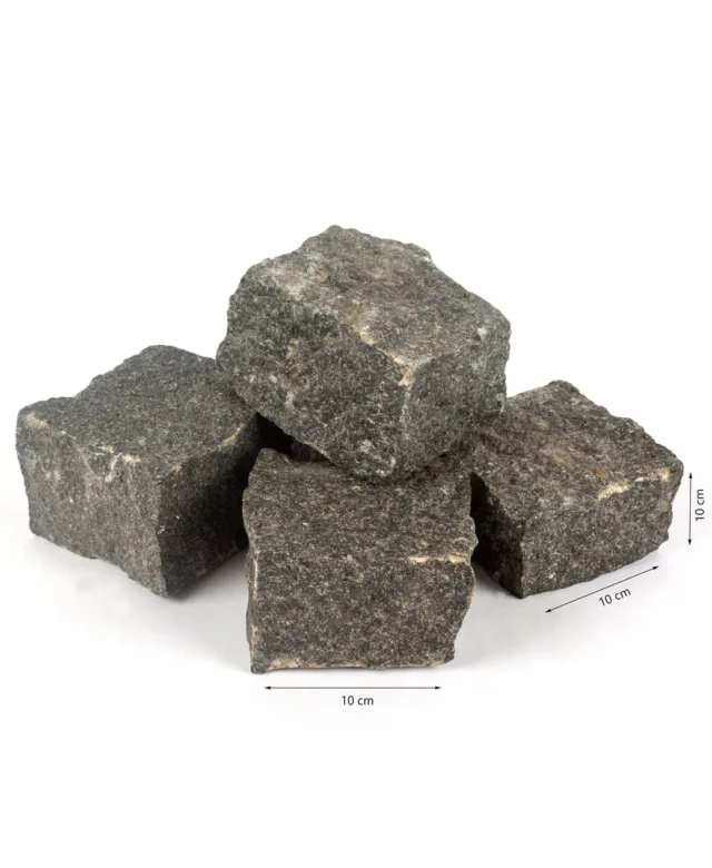 Anthrazit Splitface Granit Kopfsteinpflaster 10 x 10 x 10 cm (1 Tonne = 5 qm)