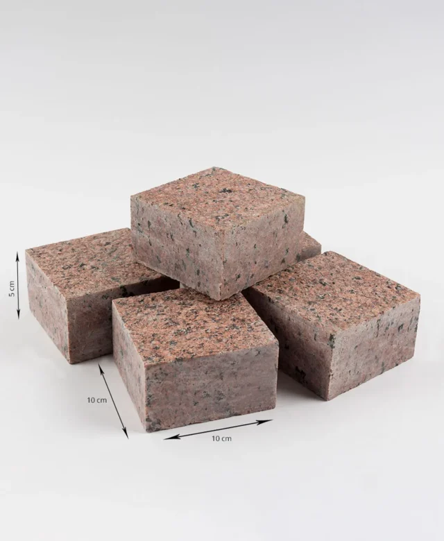 Ahornrot 4 Seiten geschnittener Granit Kopfsteinpflaster 10 x 10 x 5 cm