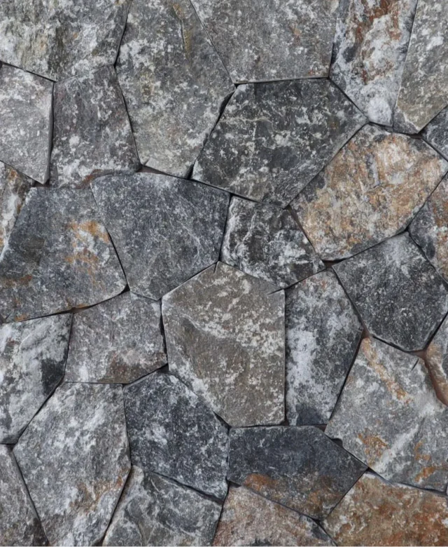 Polygonalplatten Marmor Rock Face Lava Black