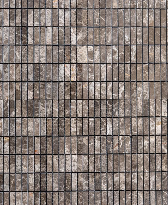 Dark Emperador Poliertes Marmor-Mosaik 4,8 x 1,5 cm