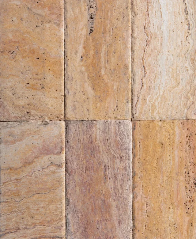 Pfirsich Kreuzschliff Gebürstet und gemeißelt Travertin 15 x 30,5 x 3 cm